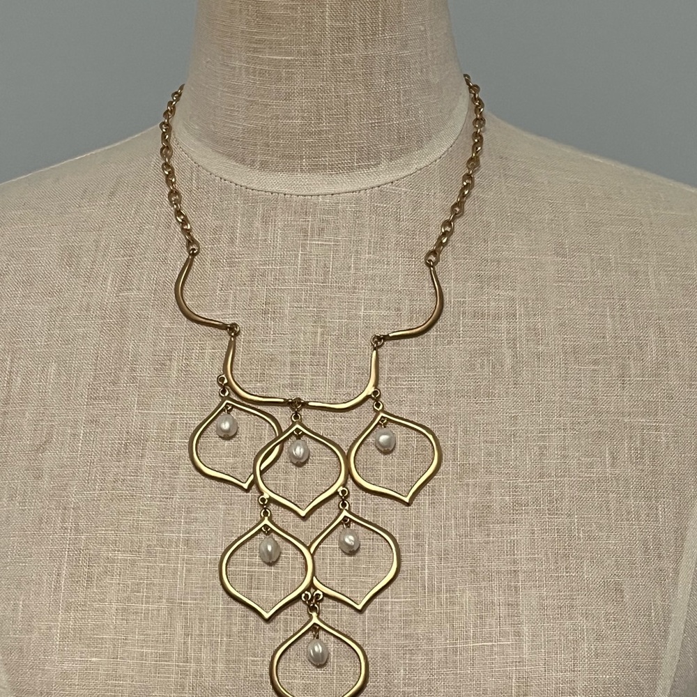 Karma Bella Gold Color Necklace With Faux Pearls NWT